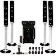Acoustic Audio AAT1000 Tower 5.1 Speaker System with Mic Powered Sub and 5 Extension Cables N2