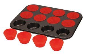 Sunshine Megastore Cupcake Baking Tray with 12 Silicone Cup