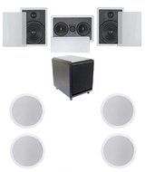 7.1 Home Theater Flush Inwall Speakers with Amplified Subwoofer- 2 Inwall 6.5&quot; 2way Speakers, 1 Inwall Dual 5.25...