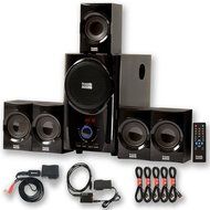 Acoustic Audio AA5160 Home 5.1 FM Speaker System Bluetooth Optical In 5 Ext. Cables AA5160BD-5