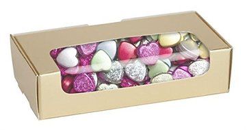 1-1/2 lb SILVER Tuck Top Candy Box with Window - Case of 250