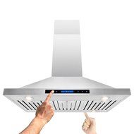 AKDY 36" Island Mount Stainless Steel Both Side Range Hood W/Baffle Filter Remote Control Kitchen Stove Vent