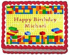 Lego Blocks Edible Frosting Sheet Cake Topper - 1/4 Sheet