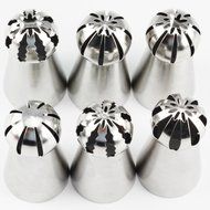 Mujiang 7 Pcs/Set Stainless Steel Russian Ball Icing Piping Nozzles Tips N6