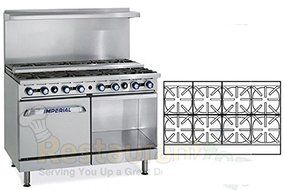 Imperial Commercial Restaurant Range 48&quot; Step Up 8 Burner 1 Oven/Cabinet Propane Ir-8-Su-C-Xb
