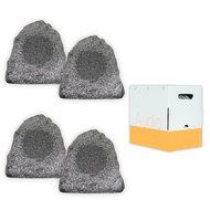 Theater Solutions 4R4G Outdoor Granite Rock 4 Speaker Set with Wire for Deck Pool Spa Patio Garden