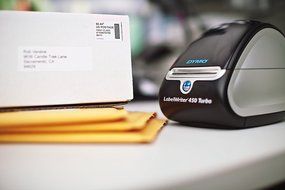 DYMO LabelWriter 450 Turbo Label Maker with Bonus LW White Address Labels, 1-1/8-In. x 3-3-1/2-In., Roll of 350