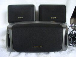 Aiwa Black Net SX-R210 Surround Speaker System 2 Bookshelf Surround Speakers N8