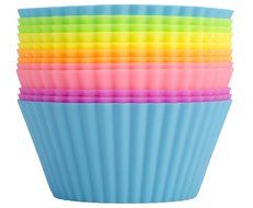 Mama Cups&reg; Silicone Baking Cups - 12 Multi Colored Muffin Molds Pack / Cupcake Liners, Non Stick, Heat Resistant... N2