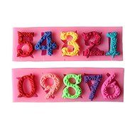 HUAL Alphabet Number 0-9 3d Silicone Mold with Lollipop Hole Fondant Cake Decorating N2