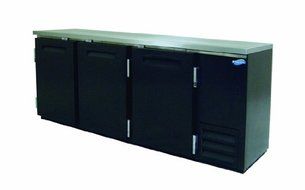 Back Bar Bottle Coolers, Refridgerant, 3 Doors with 6 Shelves, 26 Cubic Feet