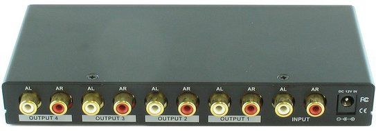 Shinybow 1x4 (1:4) 4-Way Stereo Analog R/L Audio Splitter Distribution Amplifier SB-3705 N3