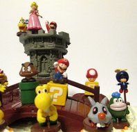 Super Mario Brothers 25 Piece Deluxe Game Scene Birthday Cake Topper Set Featuring Mario, Princess Peach, Luigi... N5