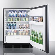 Summit FF6BSSHHADA: ADA compliant freestanding all-refrigerator with stainless steel door, horizontal handle,...