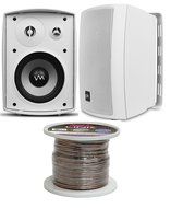 VM Audio SR-WOD6 White Pair Waterproof Indoor/Outdoor Patio Speakers with Wiring