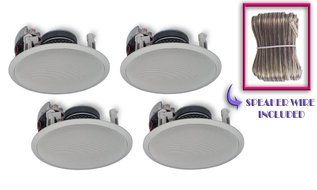 Yamaha Custom Easy-to-install In-Ceiling 3-Way 100 watts Natural Sound Speaker (Set of 4) with Dual Tweeters &amp;...