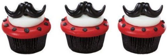 24 ct - Fun Mustache Stache Bash Cupcake Rings Toppers Party Favors