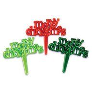 Merry Christmas Script Cupcake Picks - 24 pc