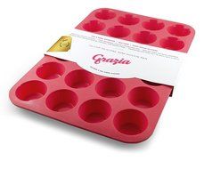 Grazia Silicone Muffin Pan, Red, 24-Cup N3