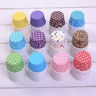 Wholesale Polka Dot/ Solid Design Round Food Grade Paper Cupcake Decoration Cake Mold N6