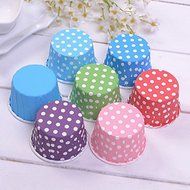 Wholesale Polka Dot/ Solid Design Round Food Grade Paper Cupcake Decoration Cake Mold N7