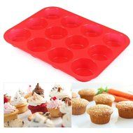 Alolli Silicone Mold Cupcake Baking Pan - Muffin Tin - Muffin Pan - 2 Baking Pans - Large Muffin Top Pan 12 cups... N5