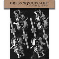 Dress My Cupcake DMCC086 Chocolate Candy Mold, Snowman Lollipop, Christmas