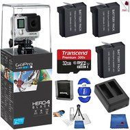 Gopro Hero 4 Black Extra Battery 9 Piece Bundle Includes: Go Pro Hero4 Black + 3 Batteries + 32 GB Memory Card...