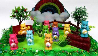 CARE BEARS 16 Piece Birthday CAKE Topper Set, Featuring 10 Care Bear Figures, Decorative Themed Accessories, Figures... N6