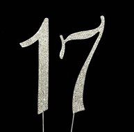 Large 17th Birthday Number Cake Topper with Sparkling Rhinestone Crystals - 4 1/2