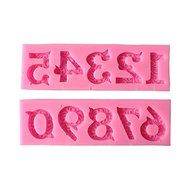 HUAL Alphabet Number 0-9 3d Silicone Mold with Lollipop Hole Fondant Cake Decorating N3