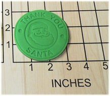 Christmas Thank you Santa Shaped Fondant Cookie Cutter and Stamp #1163