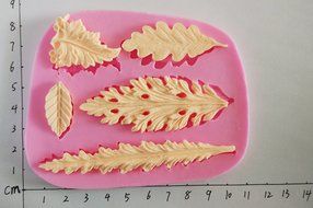 Wocuz W0710 Silicone 5 Long Shape Leaves Shape Fondant Mold Candy Making Mould Cake Embossing Decoration N3