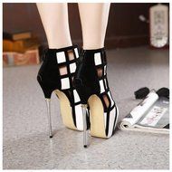 Getmorebeauty Women's Ankle Zipped Hollow Out Platform Boots Pumps 6 B(M) US N3