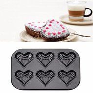 6 Holes Non-Stick Stainless Steel Cake Pan Heart Shape Cheese Bread Jelly Muffin Mold Baking Tool N2