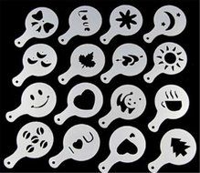 HENGSONG Coffee Machine Barista Stencils Template Strew Spray Print 16-piece N4