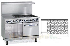 Imperial Commercial Restaurant Range 48&quot; With 6 Burner 12&quot; Griddle 1 Oven/Cabinet Propane Ir-6-G12-Xb