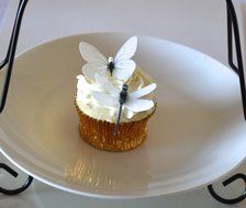 Edible Butterflies &amp; Dragonflies &copy; Set of 24 Black and White - Cake and Cupcake Toppers, Decoration N3