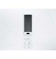 GE Profile 30" White Electric Cooktop With Downdraft