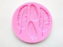 Wocuz W0105 4 Kinds of Feather Pattern Silicone Candy Fondant Chocolate Accessory Mold for Cake Decoration