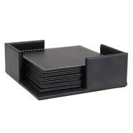 6 Pcs/lot Double-deck Leather Coasters Set Placemat of Cup with Coaster Holder N2