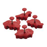 Cake Boss Decorating Tools 4-Piece Dinosaur Fondant Press Set, Red N2