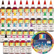 Chefmaster by US Cake Supply Liqua-Gel 2.3-Ounce Cake Food Coloring 30 Bottle Kit with Color Mixing Wheel