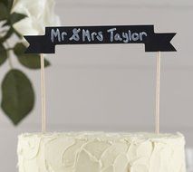 Ginger Ray Vintage Affair Chalkboard Wooden Cake Bunting Topper for Weddings or Parties, Black N2