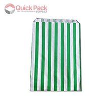 100 - STRIPED CANDY PAPER BAGS FOR SWEET FAVOUR BUFFET WEDDING CAKE GIFT SHOP (Gold)
