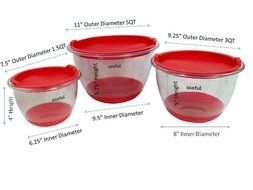 Useful 3 Piece Set Plastic Nesting Mixing Bowls with Air Tight Lids N2