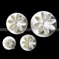 Generic 4Pcs/Set Daisy Flower DIY Cake Plunger Fondant Cutter Decorating Sugarcraft Mold Paste Moulds(White)