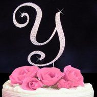 Rhinestone Cake Topper Letter Y