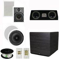 Theater Solutions 5.1 Home Theater 8" and 6.5" Speaker Set with Center, 15" Powered Sub and More TS6W8CC51SET8