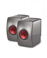 KEF LS50 Wireless Speaker - Titanium Gray/Red (Pair) N2